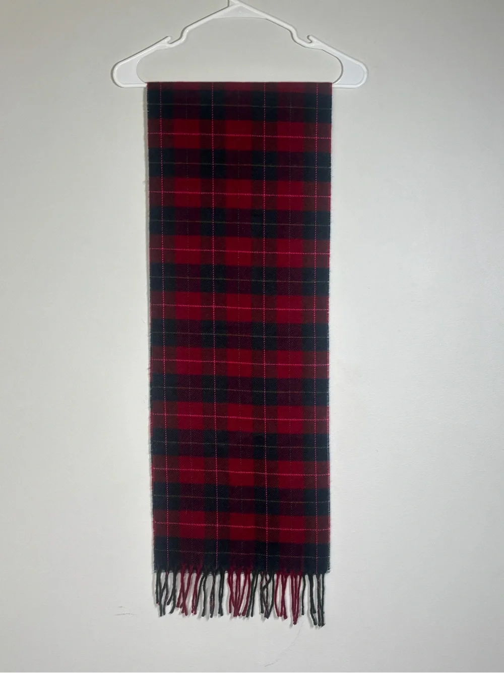 Jockey Red and Black Plaid Fringe Scarf